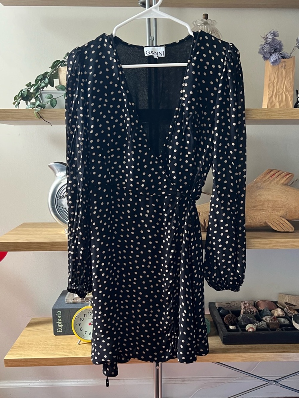 GANNI Polka Dot Wrap Dress